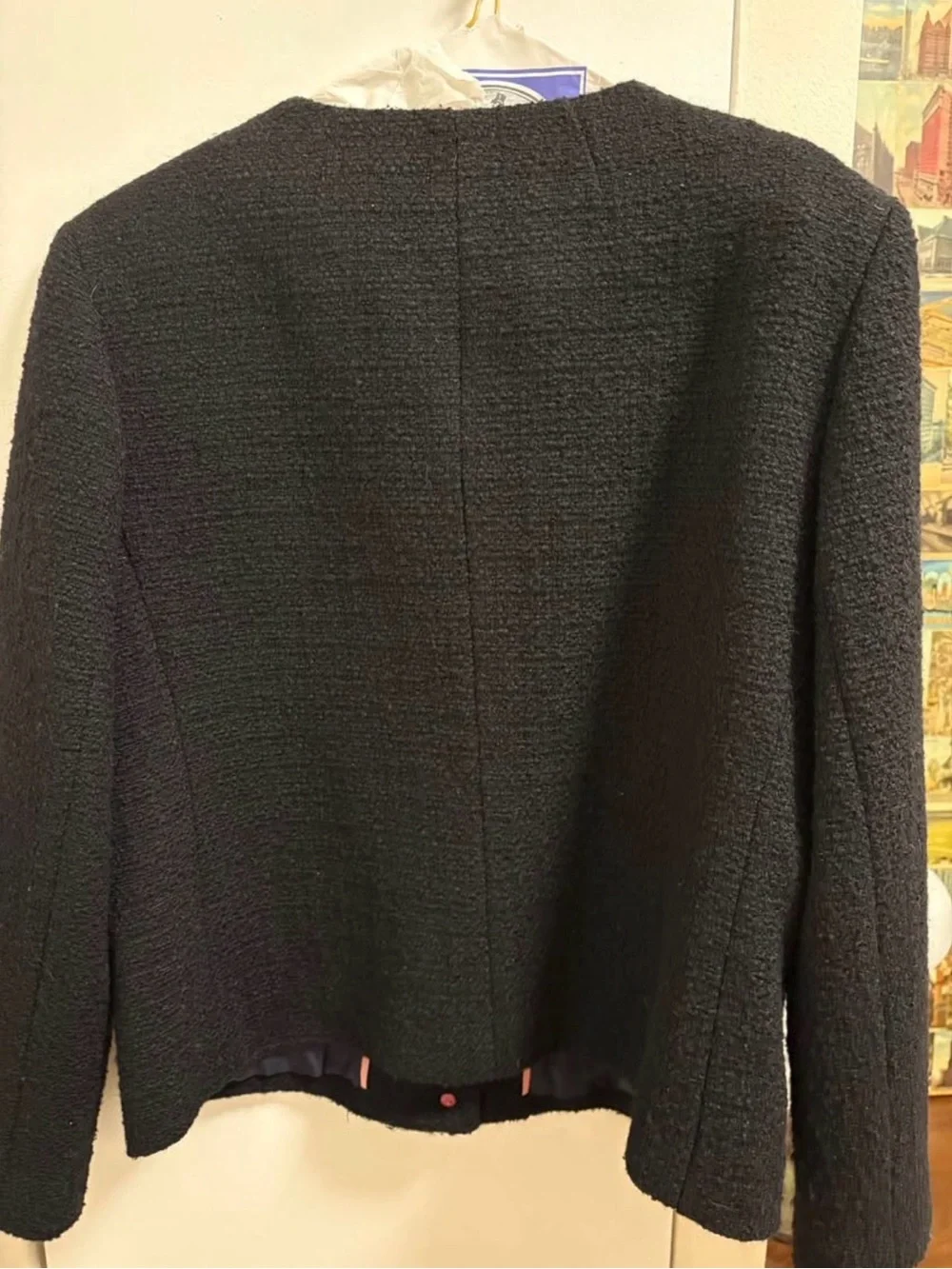 J. Crew Navy Vintage Bouclé Button-Front Jacket